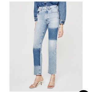 AG Adriano Goldschmied NWT straight jeans Alexxis straight 27 contrast denim